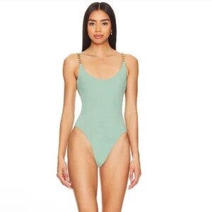 Lovewave Pua Swimsuit Chain Strap one piece bathing sage Revolve Sz XS and M